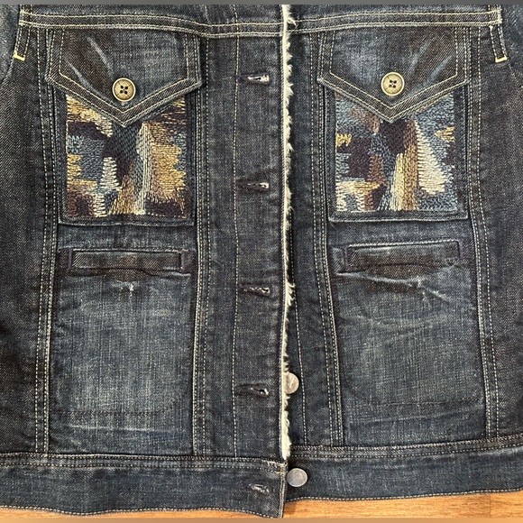Citizens of Humanity Faux Fur Denim Jacket, Embroidered Front Pockets. Size 8 - Picture 8 of 14